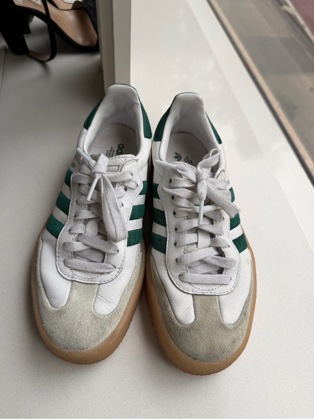 adidas White & Green Sambae with Gum Sole - Picture 4 of 6